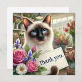 Kat met bloem met bedankkaartje (Voorkant / Achterkant)