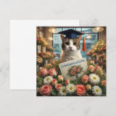 Kat met bloem met felicitatiekaart (Voorkant / Achterkant)