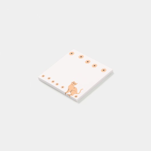 Kat met bloem post-it® notes (Schuin)