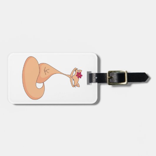 Kat met bloem Schattige Kawaii Kat Bagagelabel (Voorkant horizontaal)