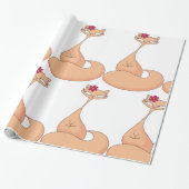 Kat met bloem Schattige Kawaii Kat Cadeaupapier (Uitgerold)