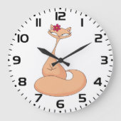 Kat met bloem Schattige Kawaii Kat Grote Klok (Voorkant)