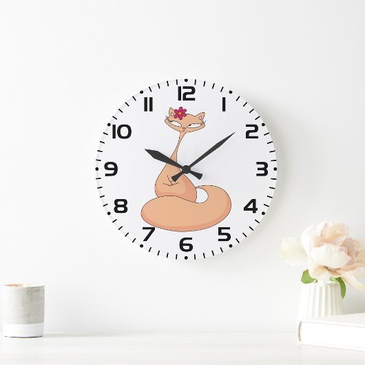 Kat met bloem Schattige Kawaii Kat Grote Klok