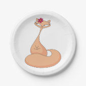 Kat met bloem Schattige Kawaii Kat Papieren Bordje (Voorkant)