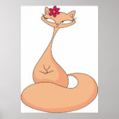 Kat met bloem Schattige Kawaii Kat Poster (Voorkant)