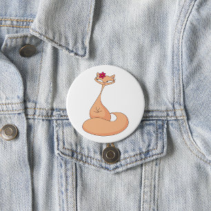 Kat met bloem Schattige Kawaii Kat Ronde Button 7,6 Cm