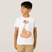 Kat met bloem Schattige Kawaii Kat T-shirt (Voorkant volledig)