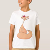 Kat met bloem Schattige Kawaii Kat T-shirt (Voorkant)