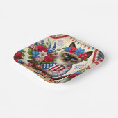 Kat met bloemen 4 juli Onafhankelijkheidsdag Papieren Bordje (Gebogen)