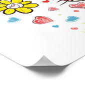 Kat met bloemen en harten poster (Hoek)