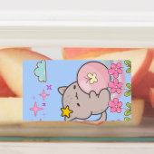 kat met bloemen labels (Aangebracht)