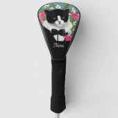 Kat met bloemen voor kattenliefhebbers van golfafd golfheadcover (Voorkant)
