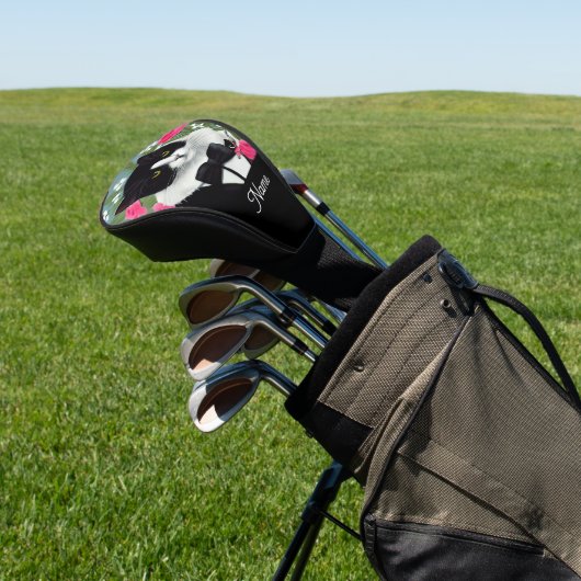 Kat met bloemen voor kattenliefhebbers van golfafd golfheadcover (Insitu)