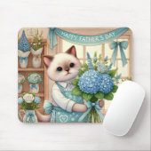 Kat met bloemen voor Vaderdag Gift Muismat (Met muis)