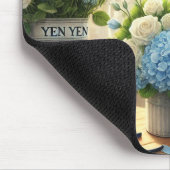 Kat met bloemen voor Vaderdag Gift Muismat (Hoek)