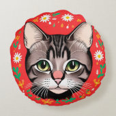 Kat Met Bloemenkroon Rond Kussen (Achterkant)