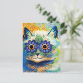 Kat met bloemenogen | Louis Wain | Briefkaart (Staand voorkant)