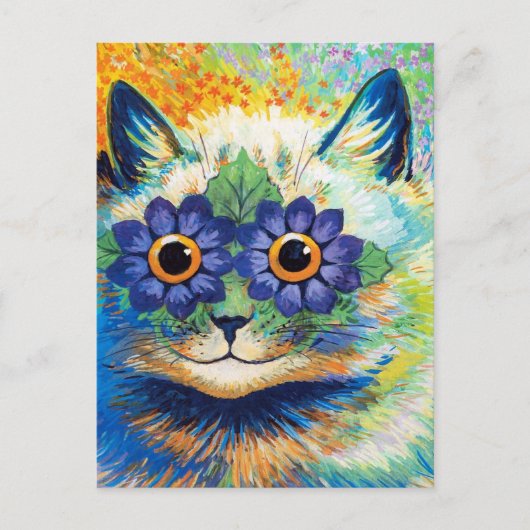 Kat met bloemenogen | Louis Wain | Briefkaart (Voorkant)