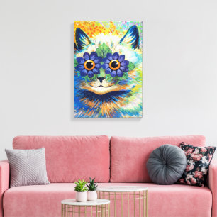 Kat met bloemenogen   Louis Wain   Canvas Afdruk