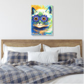 Kat met bloemenogen | Louis Wain | Canvas Afdruk (Insitu (Slaapkamer))