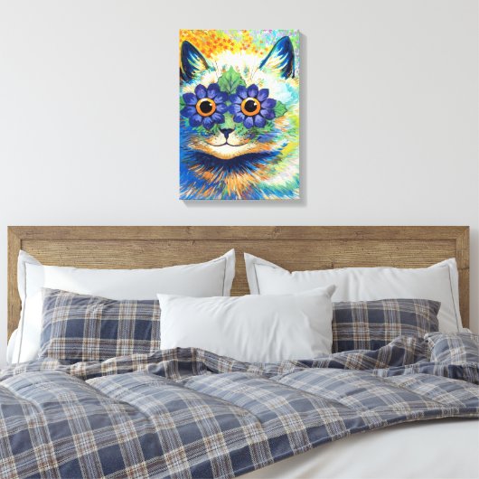Kat met bloemenogen | Louis Wain | Canvas Afdruk (Insitu (Slaapkamer))