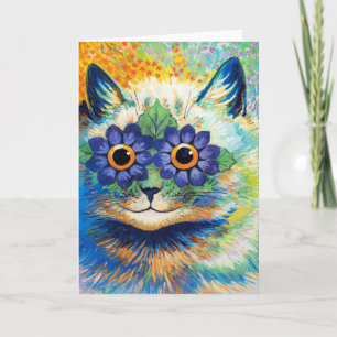 Kat met bloemenoog Louis Wain Pos Kaart