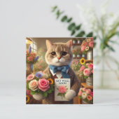 Kat met bloesem met Get well Soon Kaart (Staand voorkant)