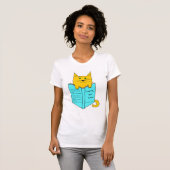 Kat met boek t-shirt (Voorkant volledig)