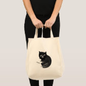 Kat met boek tote bag (Voorkant (product))