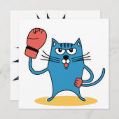 Kat met bokshandschoenen kaart (Voorkant / Achterkant)