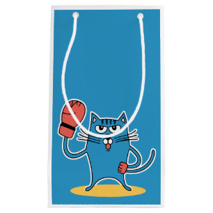 Kat met bokshandschoenen klein cadeauzakje