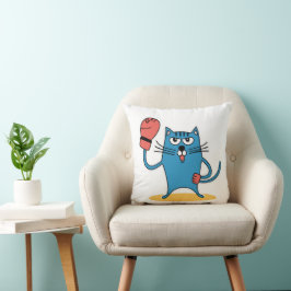 Kat met bokshandschoenen kussen