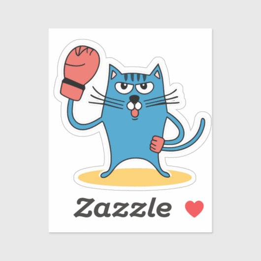 Kat met bokshandschoenen sticker (Vel)