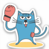Kat met bokshandschoenen sticker (Voorkant)