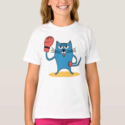 Kat met bokshandschoenen t-shirt (Voorkant)