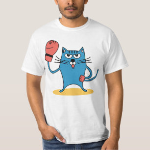 Kat met bokshandschoenen t-shirt