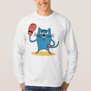 Kat met bokshandschoenen t-shirt