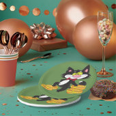 Kat met Borden voor geldpapier Papieren Bordje