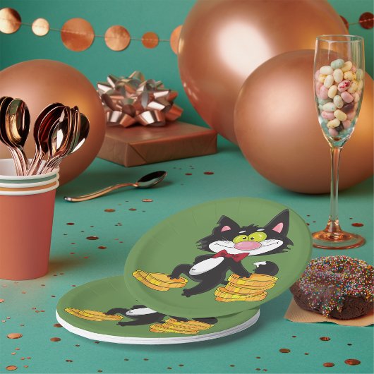 Kat met Borden voor geldpapier Papieren Bordje