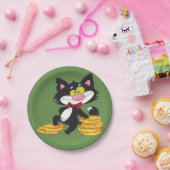 Kat met Borden voor geldpapier Papieren Bordje (Feest)