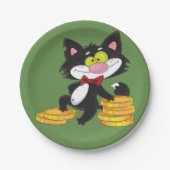 Kat met Borden voor geldpapier Papieren Bordje (Voorkant)