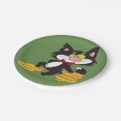 Kat met Borden voor geldpapier Papieren Bordje (Gekanteld)