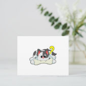 Kat met bot briefkaart (Staand voorkant)