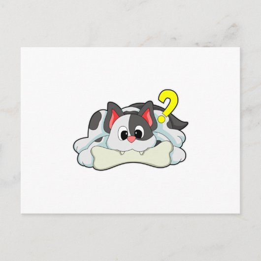 Kat met bot briefkaart (Voorkant)