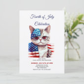 Kat met Bril 4th Of Juli Uitnodigingen (Staand voorkant)