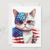 Kat met Bril 4th Of Juli Uitnodigingen (Achterkant)
