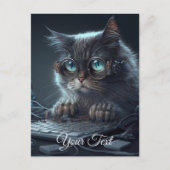 Kat met bril. briefkaart (Voorkant)