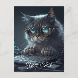 Kat met bril. briefkaart