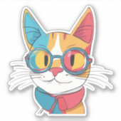 Kat met bril Clipart-78198 Sticker (Voorkant)