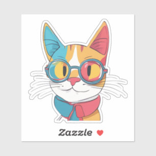 Kat met bril Clipart-78198 Sticker